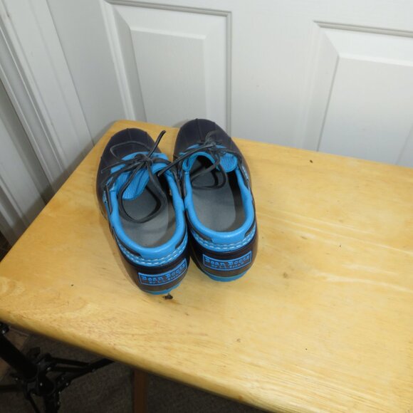 L.L. Bean 'Bean Boots' Low Gumshoe 2 Tone Blue Rubber Moc Duck Boots Womens 7M - Picture 4 of 6